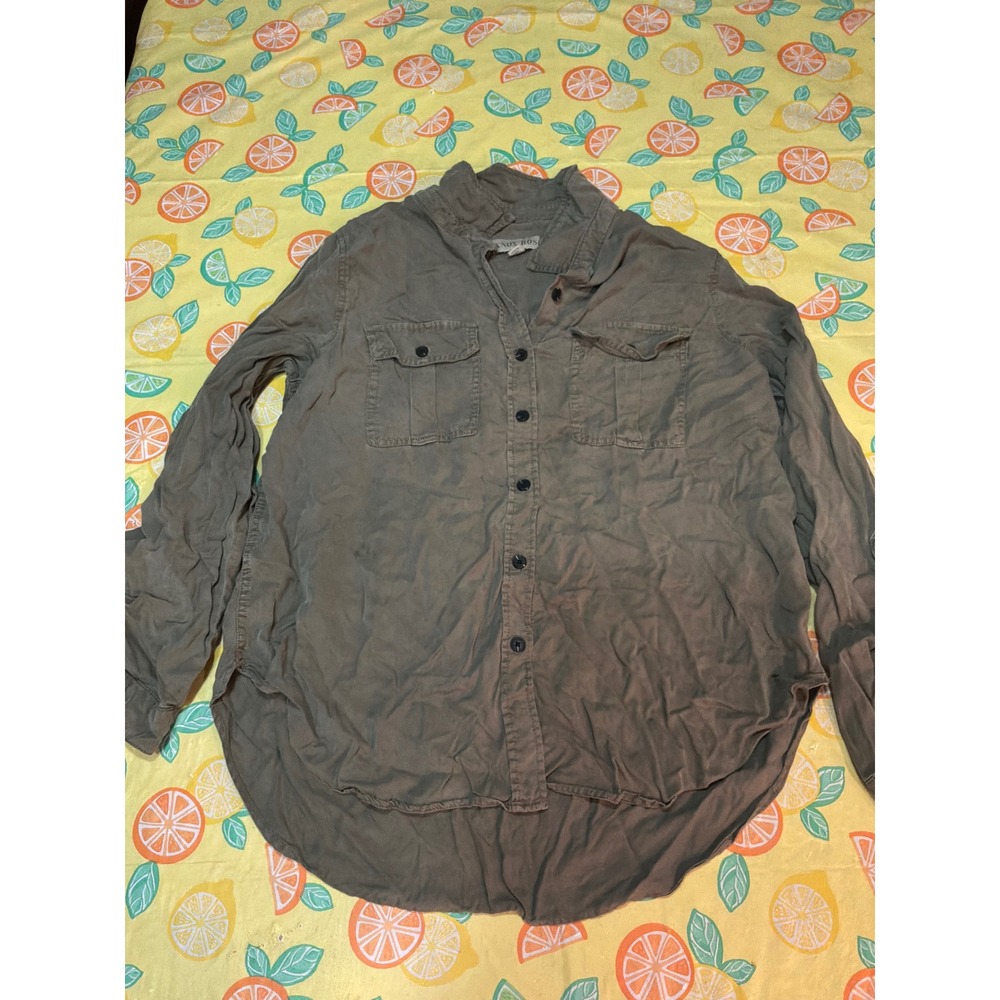 Knox Rose Button Down Shirt Womens Large Olive Green